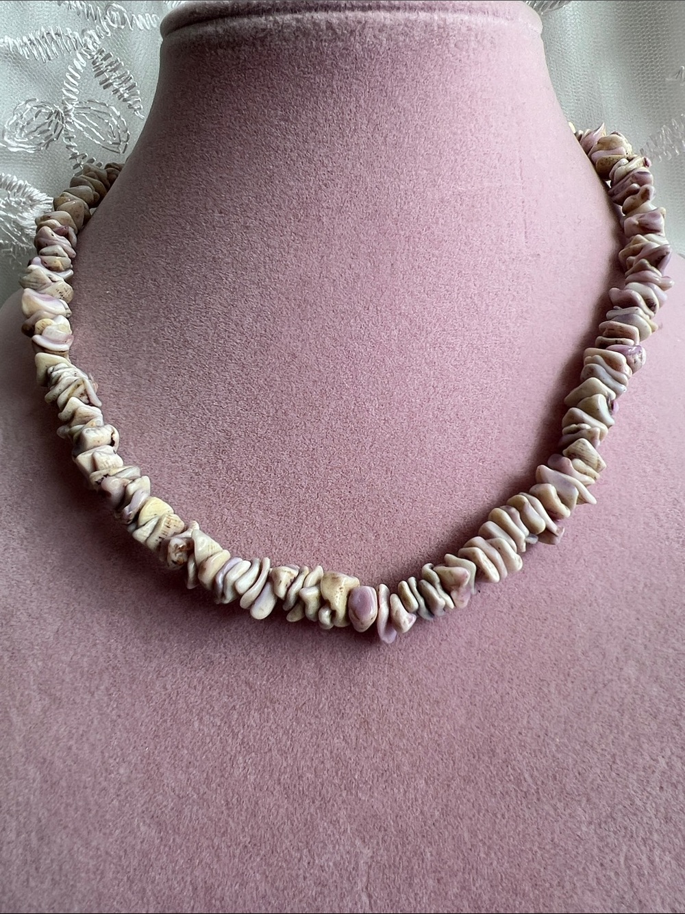 Handmade Pink Shell Chip Necklace - Women Jewelry